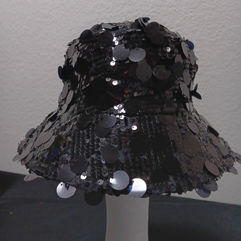Glamorous Black Sequin Bucket Hat